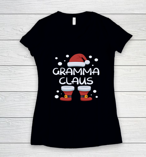 Gramma Claus Happy Christmas Pajama Family Matching Xmas Women's V-Neck T-Shirt