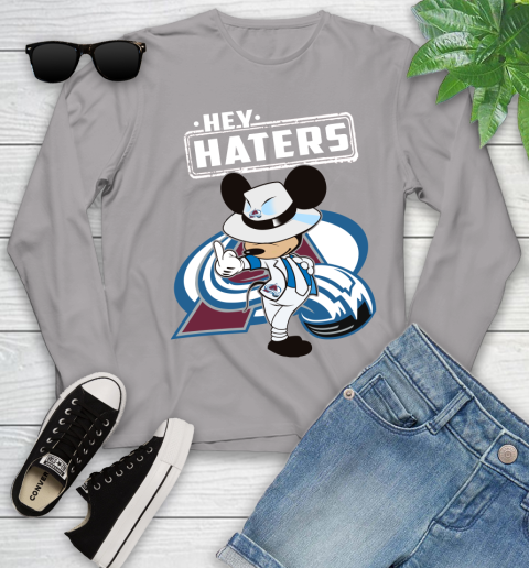 NHL Hey Haters Mickey Hockey Sports Colorado Avalanche Youth Long Sleeve 5