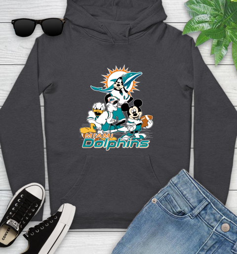 NFL Miami Dolphins Mickey Mouse Donald Duck Goofy Football Shirt Youth Hoodie 8