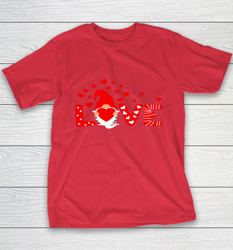 Valentine's Day LOVE Gnomies Holding Red Heart Valentine Youth T-Shirt 16