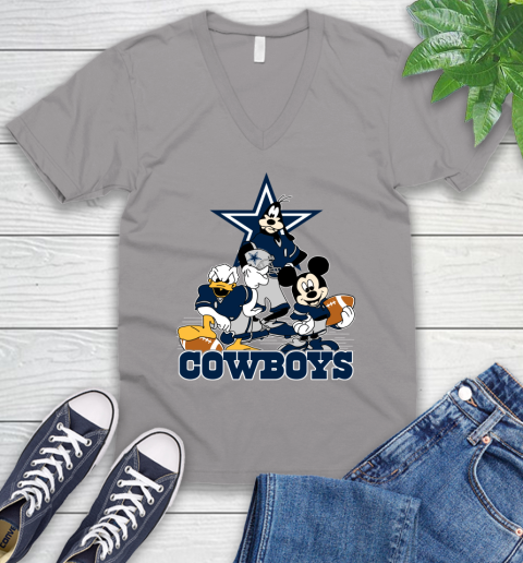NFL Dallas Cowboys Mickey Mouse Donald Duck Goofy Football Shirt V-Neck T-Shirt 3