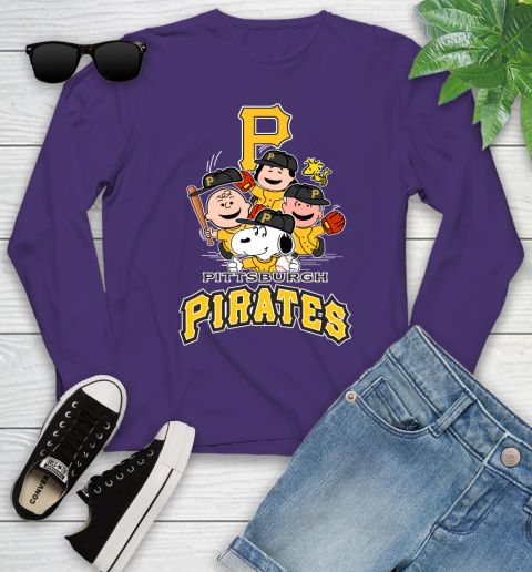 MLB Pittsburgh Pirates Snoopy Charlie Brown Woodstock The Peanuts Movie Baseball T Shirt_000 Youth Long Sleeve 4