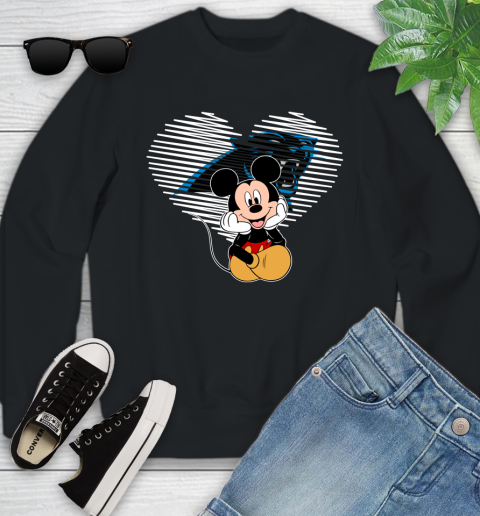 NFL Carolina Panthers The Heart Mickey Mouse Disney Football T Shirt_000 Youth Sweatshirt