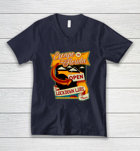 Escape To Florida Shirt Ron DeSantis (Print on front and back) V-Neck T-Shirt 2