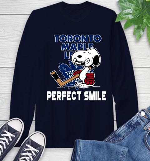NHL Toronto Maple Leafs Snoopy Perfect Smile The Peanuts Movie Hockey T Shirt Long Sleeve T-Shirt 3