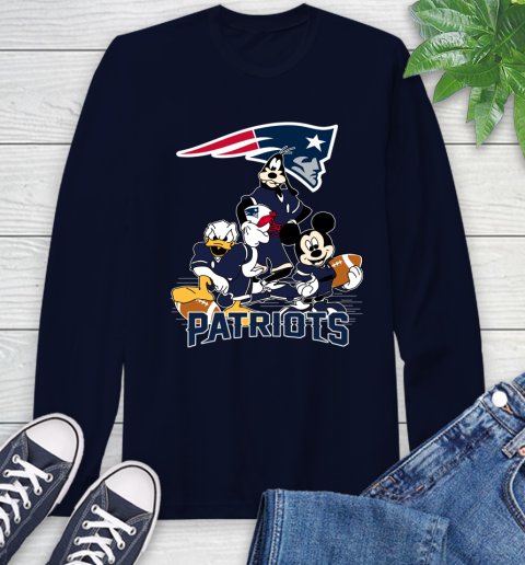 NFL New England Patriots Mickey Mouse Donald Duck Goofy Football Shirt Long Sleeve T-Shirt 3