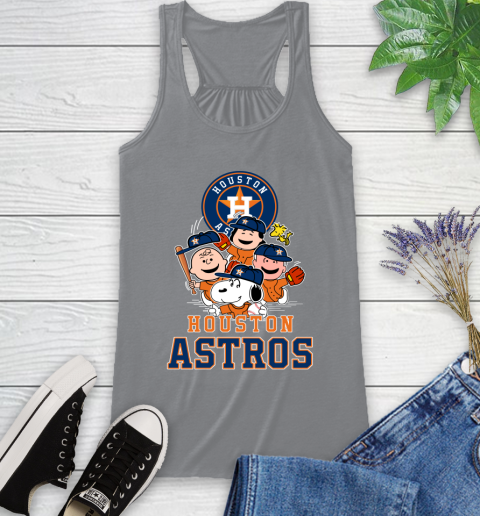 MLB Houston Astros Snoopy Charlie Brown Woodstock The Peanuts Movie Baseball T Shirt Racerback Tank 4