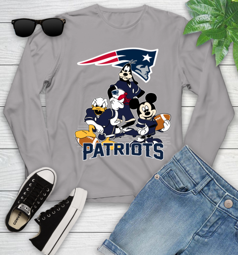 NFL New England Patriots Mickey Mouse Donald Duck Goofy Football Shirt Youth Long Sleeve 5