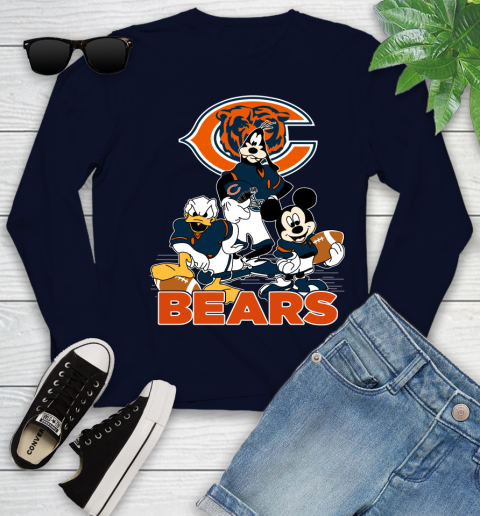 NFL Chicago Bears Mickey Mouse Donald Duck Goofy Football Shirt Youth Long Sleeve 2
