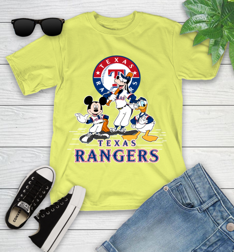 MLB Texas Rangers Mickey Mouse Donald Duck Goofy Baseball T Shirt Youth T-Shirt 10