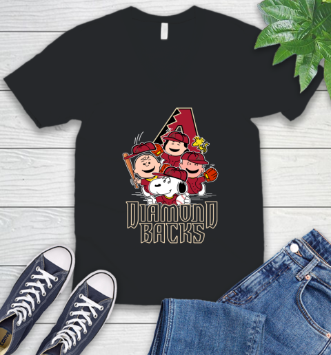 MLB Arizona Diamondbacks Snoopy Charlie Brown Woodstock The Peanuts Movie Baseball T Shirt_000 V-Neck T-Shirt