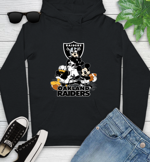 NFL Oakland Raiders Mickey Mouse Donald Duck Goofy Football Shirt Youth Hoodie