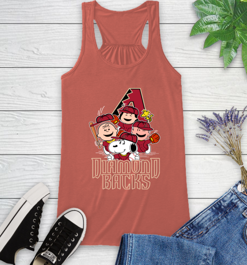 MLB Arizona Diamondbacks Snoopy Charlie Brown Woodstock The Peanuts Movie Baseball T Shirt_000 Racerback Tank 3