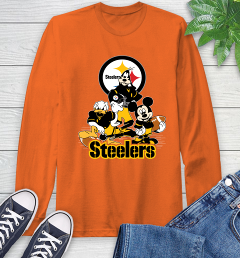 NFL Pittsburgh Steelers Mickey Mouse Donald Duck Goofy Football Shirt Long Sleeve T-Shirt 4