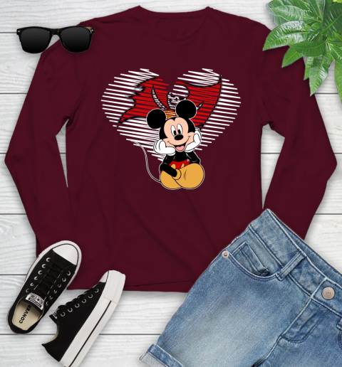 NFL Tampa Bay Buccaneers The Heart Mickey Mouse Disney Football T Shirt_000 Youth Long Sleeve 6