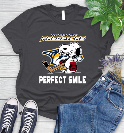 NHL Nashville Predators Snoopy Perfect Smile The Peanuts Movie Hockey T Shirt Women's T-Shirt 8
