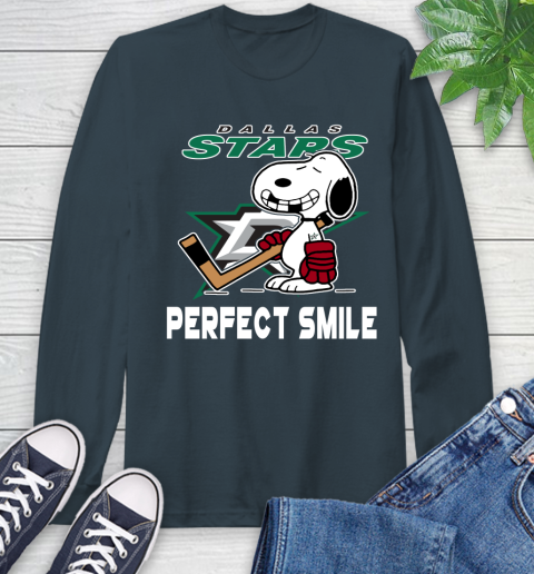 NHL Dallas Stars Snoopy Perfect Smile The Peanuts Movie Hockey T Shirt Long Sleeve T-Shirt 9