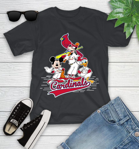 MLB St.Louis Cardinals Mickey Mouse Donald Duck Goofy Baseball T Shirt Youth T-Shirt
