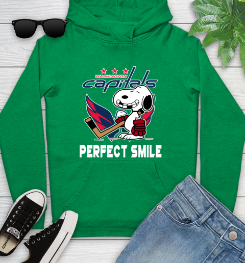 NHL Washington Capitals Snoopy Perfect Smile The Peanuts Movie Hockey T Shirt Youth Hoodie 9
