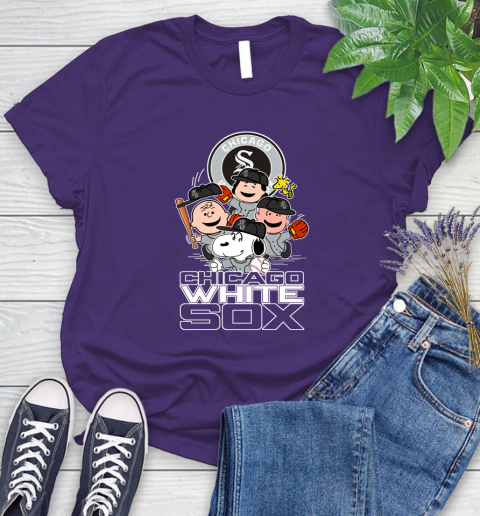 MLB Chicago White Sox Snoopy Charlie Brown Woodstock The Peanuts Movie Baseball T Shirt_000 Women's T-Shirt 4