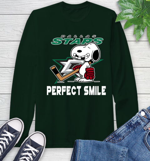 NHL Dallas Stars Snoopy Perfect Smile The Peanuts Movie Hockey T Shirt Long Sleeve T-Shirt 7