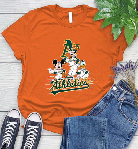MLB Oakland Athletics Mickey Mouse Donald Duck Goofy Baseball T Shirt Women's T-Shirt 3