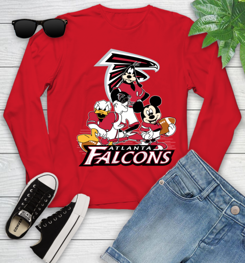 NFL Atlanta Falcons Mickey Mouse Donald Duck Goofy Football Shirt Youth Long Sleeve 11