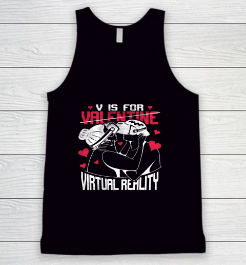 V Is For Virtual Reality Funny Valentine Couples Lovers Kiss Tank Top 6