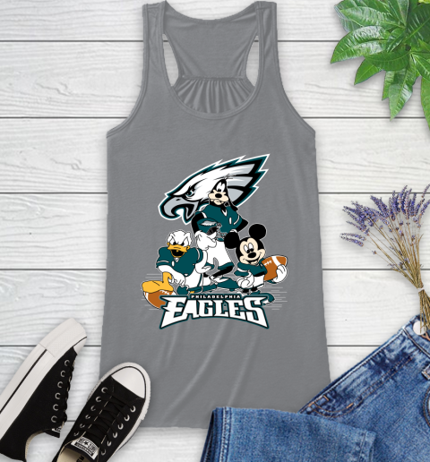 NFL Philadelphia Eagles Mickey Mouse Donald Duck Goofy Football Shirt Racerback Tank 4