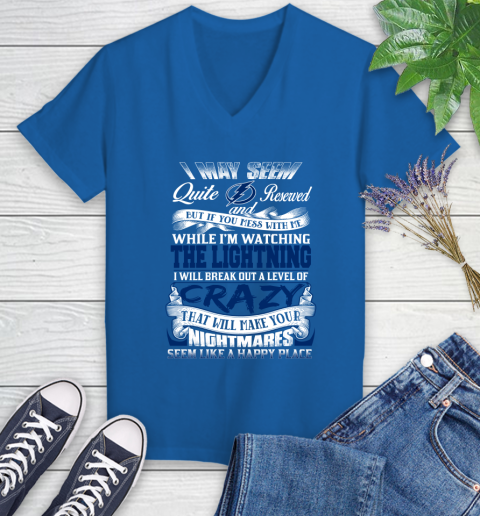 Tampa Bay Lightning NHL Hockey Don't Mess With Me While I'm Watching My Team Women's V-Neck T-Shirt 10