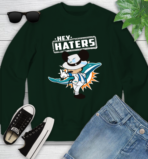 NFL Hey Haters Mickey Football Sports Miami Dolphins Youth Sweatshirt 9
