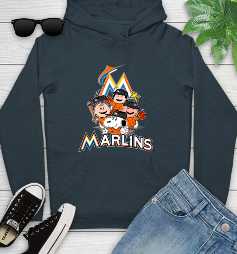 MLB Miami Marlins Snoopy Charlie Brown Woodstock The Peanuts Movie Baseball T Shirt Youth Hoodie 10