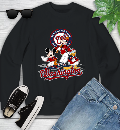 MLB Washington Nationals Mickey Mouse Donald Duck Goofy Baseball T Shirt Youth Sweatshirt