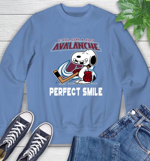 NHL Colorado Avalanche Snoopy Perfect Smile The Peanuts Movie Hockey T Shirt Sweatshirt 11