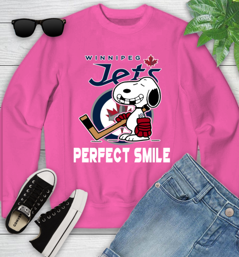 NHL Winnipeg Jets Snoopy Perfect Smile The Peanuts Movie Hockey T Shirt Youth Sweatshirt 6