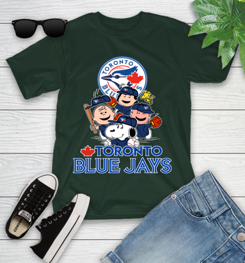 MLB Toronto Blue Jays Snoopy Charlie Brown Woodstock The Peanuts Movie Baseball T Shirt_000 Youth T-Shirt 5