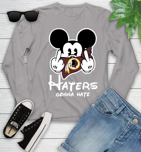 NFL Washington Redskins Haters Gonna Hate Mickey Mouse Disney Football T Shirt Youth Long Sleeve 5