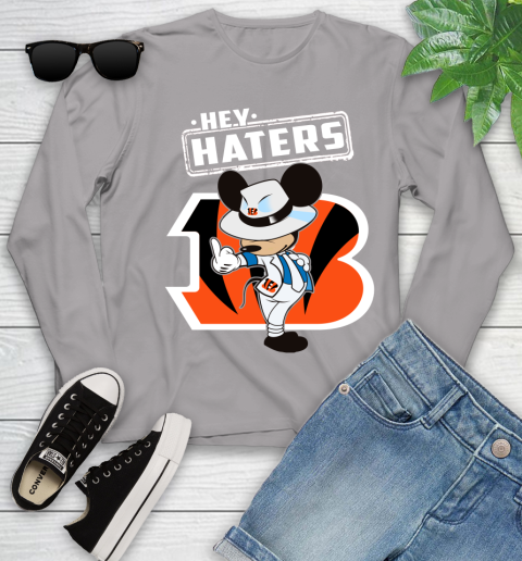 NFL Hey Haters Mickey Football Sports Cincinnati Bengals Youth Long Sleeve 5
