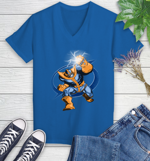 Tampa Bay Lightning NHL Hockey Thanos Avengers Infinity War Marvel Women's V-Neck T-Shirt 10