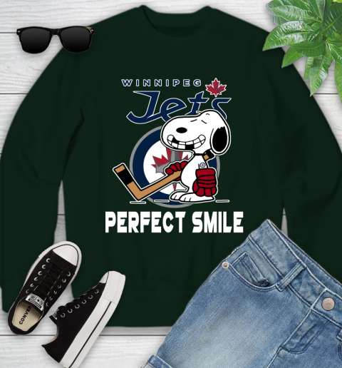 NHL Winnipeg Jets Snoopy Perfect Smile The Peanuts Movie Hockey T Shirt Youth Sweatshirt 9