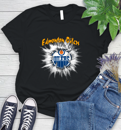 Edmonton Oilers NHL Hockey Adoring Fan Rip Sports Women's T-Shirt