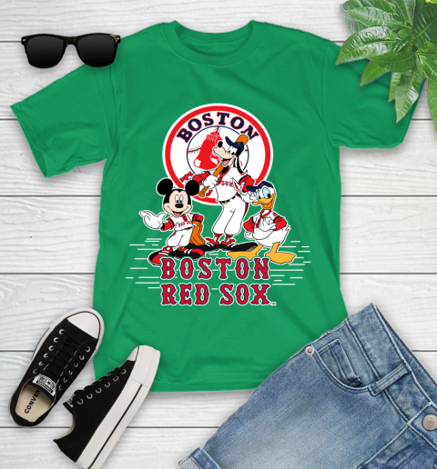 MLB Boston Red Sox Mickey Mouse Donald Duck Goofy Baseball T Shirt Youth T-Shirt 8