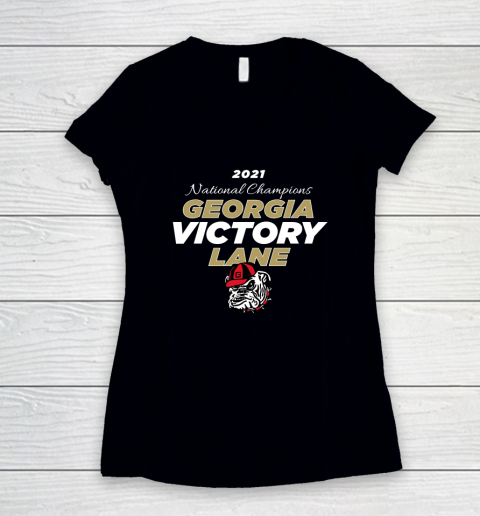 Uga National Championship Georgia Bulldogs Victory Lane 2022 Women's V-Neck T-Shirt