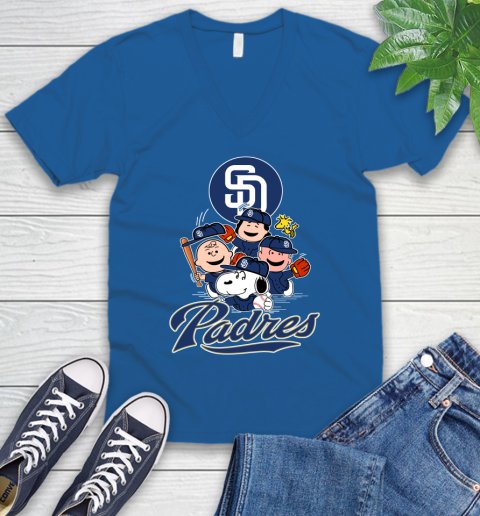 MLB San Diego Padres Snoopy Charlie Brown Woodstock The Peanuts Movie Baseball T Shirt_000 V-Neck T-Shirt 5