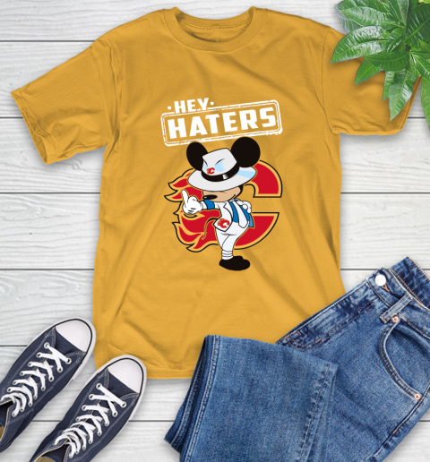 NHL Hey Haters Mickey Hockey Sports Calgary Flames T-Shirt 2