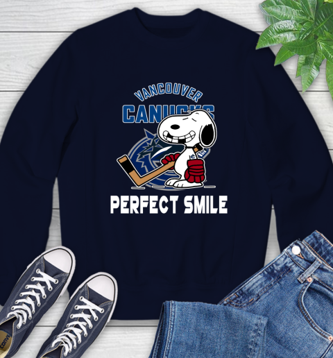 NHL Vancouver Canucks Snoopy Perfect Smile The Peanuts Movie Hockey T Shirt Sweatshirt 2