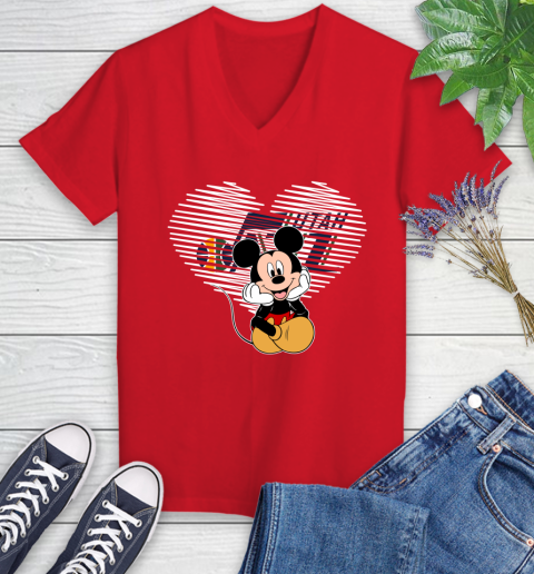 NBA Utah Jazz The Heart Mickey Mouse Disney Basketball Women's V-Neck T-Shirt 11