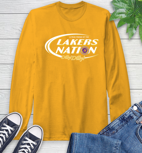 NBA A True Friend Of The Los Angeles Lakers Dilly Dilly Basketball Sports Long Sleeve T-Shirt 2