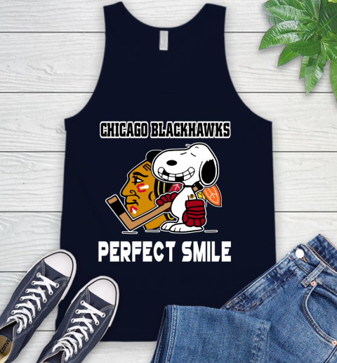 NHL Chicago Blackhawks Snoopy Perfect Smile The Peanuts Movie Hockey T Shirt Tank Top 2