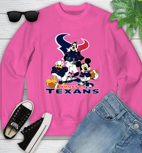 NFL Houston Texans Mickey Mouse Donald Duck Goofy Football Shirt Youth Sweatshirt 6